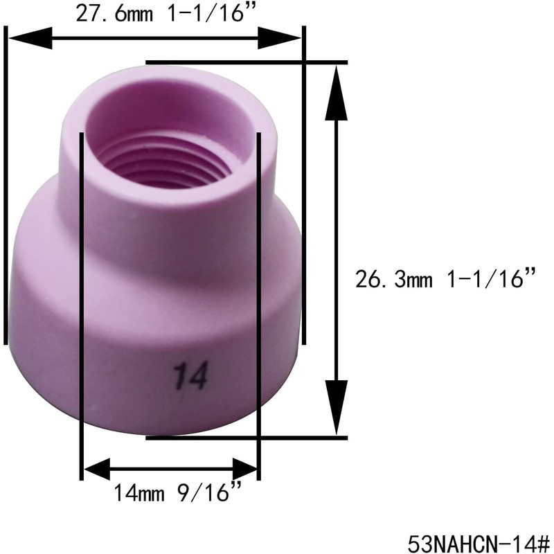 RIVERWELD TIG Alumina Nozzles Ceramic Cups 53NACN -12# 14# 16#