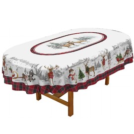 bnhjsdw Mantel de Navidad impermeable de tela para Navidad para el día de Año Nuevo y decoración del hogar de Navidad, 137 x 182 cm, ovalado