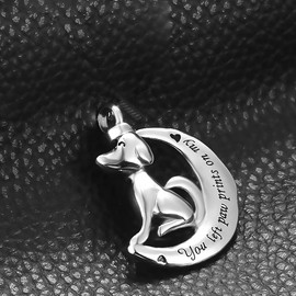 OutstandLong Cute Dog Animal Urn Necklace for Ashes Pet Paw Prints on My Heart Cremation Keepsake Necklace Memorial Locket Jewelry Gift