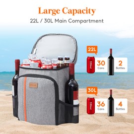 Lifewit 30 Cans Backpack Cooler Waterproof Insulated Soft Lunch Cooler Backpack Lightweight Leakproof Cooler Bag for Men Women Adults for Work Picnics Beach Camping Travel Outdoor Activities, Grey
