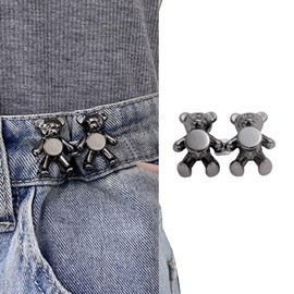 LRITER Button Pins for Jean, Adjustable Jean Buttons for Loose Jeans, No Sew Button Extenders for Jeans, Detachable Reduce Too Loose Pants WaistTightener. (Black)
