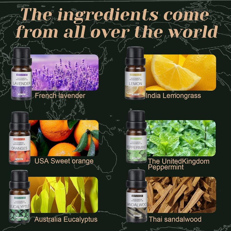  Pure Essential Oils, Water Soluble, Therapeutic Grade, Aromatherapy Gift