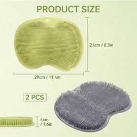 Shower Foot Scrubber, Foot Scrubber Mat with Textured Surface, for Cleaning, Exfoliation and Massage, Two-Piece Set in Grey and Green