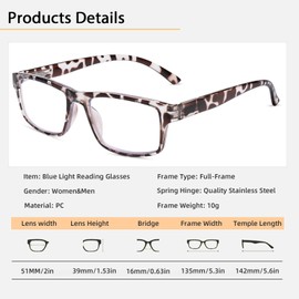 Kitchasy 2 Pack Reading Glasses, Leopard Frames Blue Light Blocking Readers,Filter UV Ray/Glare Computer Reading Glasses, Lightweight Spring Hinges Eyeglasses for Women Men(2-pack Leopard,1.0)