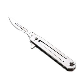 Small Stainless Steel Quick Release Utility Knife,EDC Pocket Knife Folding Knife with 10 Blades。(kpq-1046）