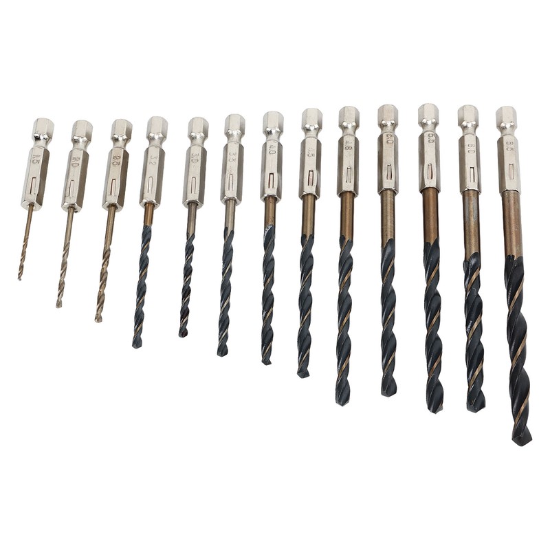 13Pcs Twist Drill Bit 1/4in Hex Shank 1.5‑6.5mm Fast Change