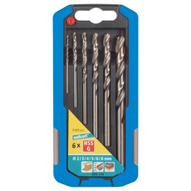 wolfcraft HSS Metal Drill Bit Set, 6 Pcs., Ground I 7101000 I for Drilling into Hard Materials