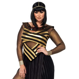 Leg Avenue 85512X 85512X-3Tl Set Nil Königin, Schwarz/Gold, 1X-2X, Damen Egyptian Fasching Kostüm, Größe: 1XL/2XL (EUR 46-50)