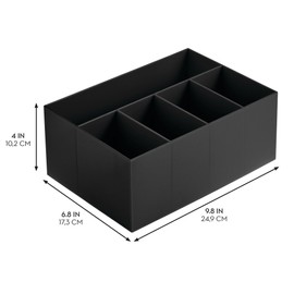 iDesign 5-Section Divided Vanity Organizer for Cosmetic Storage - Black