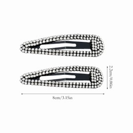 SURALIN Women's Hair Accessories Rhinestone Hair Clip Crystal Hair Clip Women's Elegant Hair Clip (Black) Pack of 2