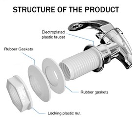 joaoxoko Spigot For Beverage Dispenser 4 Pack Water Spigot,Beverage Dispenser Replacement Beverage Faucets Silver Faucets for Juice Lemonade Beverage Dispenser