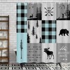 Boziqr Rustic Cabin Lodge Shower Curtain, Bear Moose Deer Trees