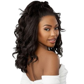 Emistar Short Wavy 13x6 Lace Front Wigs for Black Women, Natural Looking Curly Bob Synthetic Hair As Human Hair (#1B)