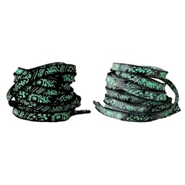 Jamron 2 Pairs Luminous Neon Flat Shoelaces for Trainers Sport Shoes Gradient Color Printed Nylon Shoe Strings SN0702123 Black-Grey 160CM