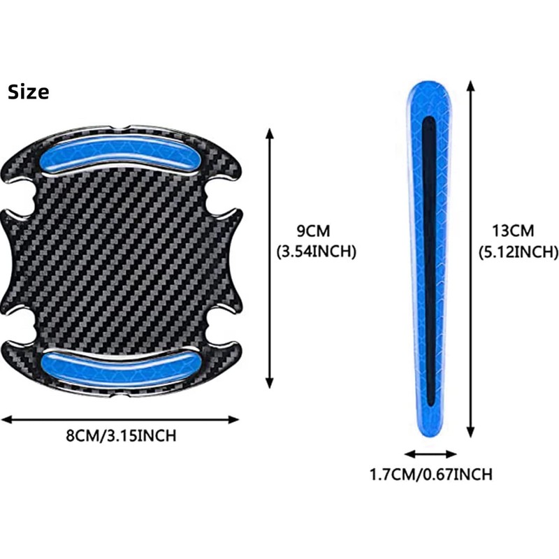 8Pieces Universal 3D Carbon Fiber Auto Door Handle Scratch Protection