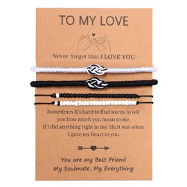 Cupimatch Pinky Promise Couple Bracelet: Matching Couple Beaded Bracelets I Love You Partner Friendship Woven Bracelet Couples Gifts