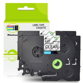 NineLeaf 2 Pack Black on Clear Labeling Tape Compatible for Brother TZe111 TZ-111 TZ111 Laminated Label Tape Cartridge for P-Touch Label Makers & Printers 1/4"x 26.2"(6mm x 8m)