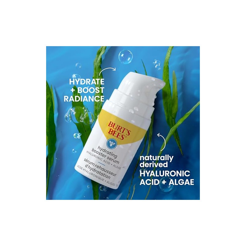 Burt's Bees Hydrating Booster Serum, Hyaluronic Acid and Algae, 1