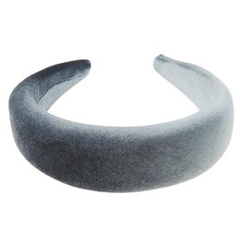 Ladies Puffy Occasion Wedding Bridal Shower Birthday Christmas Evening Wide 4cm Thick Padded Velvet Velour Headband Alice Band (Dark Grey)