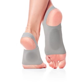 Arch Support, Plantar Fasciitis Supporter, Flat Foot Supporter with Adjustable Orthopedic Cover with Gel Mat, Suitable for Plantar Fasciitis, High/Low Arch (Gray, 1 Pair) (Grey)