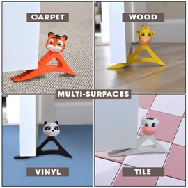 Pekasa Kids Door Stopper, Award Winning Design Heavy Duty Rubber Door Stops, Works on Any Floor Surface and Any Door Type, Fun Door Wedge Stop for Kids Room, Play Room or Family Room (Black Panda)