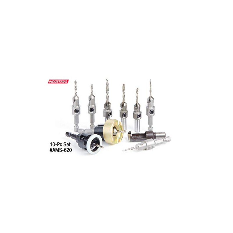 Amana Tool AMS-623 3-Pc Carbide Tipped Countersink Set Round Shank