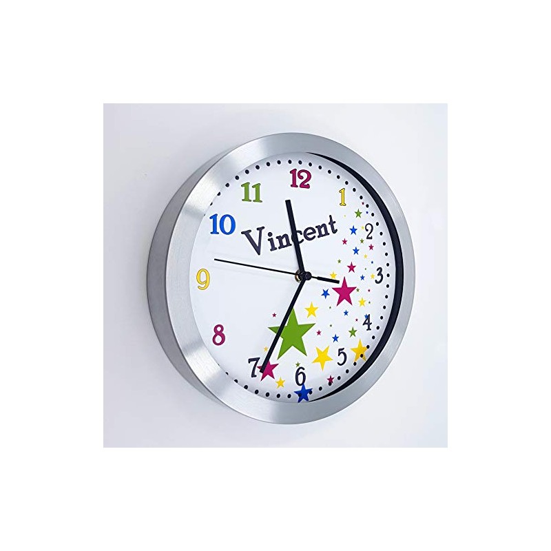 CreaDesign Children's Radio-Controlled Wall Clock with Name, Children's Room Radio-Controlled