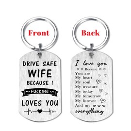 Gezxin Drive Safe Wife Keychain - Anniversary Birthday Gift for wife Appreciation Valentines Just Because Presents