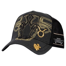 Red Monkey Designs Red Monkey Taurus Black RM1426 Zodiac Series Fashion Unisex Limited Edition Mesh Trucker Hat Cap