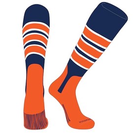 PEAR SOX OTC Baseball Softball Stirrup Socks (C, 7in) Navy, White, Orange, Orange (M)
