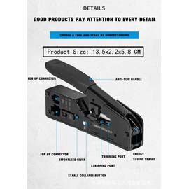 VDV226-110 - Crimpador/pelacables modulares de datos, adecuado para RJ11/RJ12 estándar, conector recto RJ45, cuchilla pelacables última intervensión, 20 unidades, cuchilla cortadora de alambre, 20 unidades (negro)