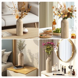 25 cm Medium Wooden Vase Decorative Vase Faux Flower Decorative Vase Office Wooden Vase Home Vase Table Vase Rustic Wooden Vase (Wood Colour) RSYWFFF