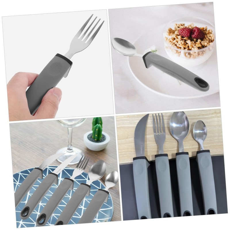 Ipetboom 1 Set Adaptive Tableware for Elderly Portable Slip Utensils