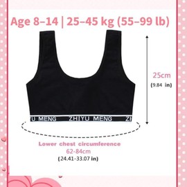 JYCY 4pcs Training Bras for Girls Age 8-14 Kids Bra Soft Cotton Girls Crop Tops Unpadded Racerback Girls Sports Bra First Preteen Clothes Teenage Top (Type-2)