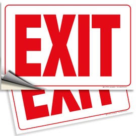 iSYFIX Exit Signs Stickers – 2 Pack 10x7 Inch – Premium Self-Adhesive Vinyl, Laminated for Ultimate UV, Weather, Scratch, Water and Fade Resistance, for Office, Buildings, Workplace, Indoor & Outdoor