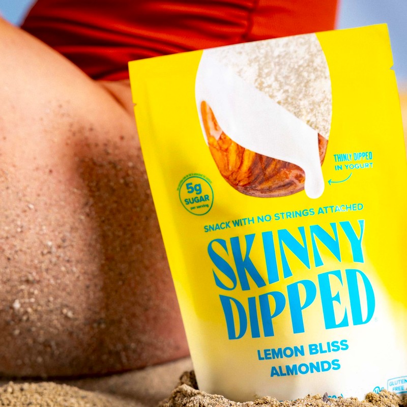 SkinnyDipped Lemon Bliss Yogurt Covered Almonds, Healthy Snack, Plant Protein,