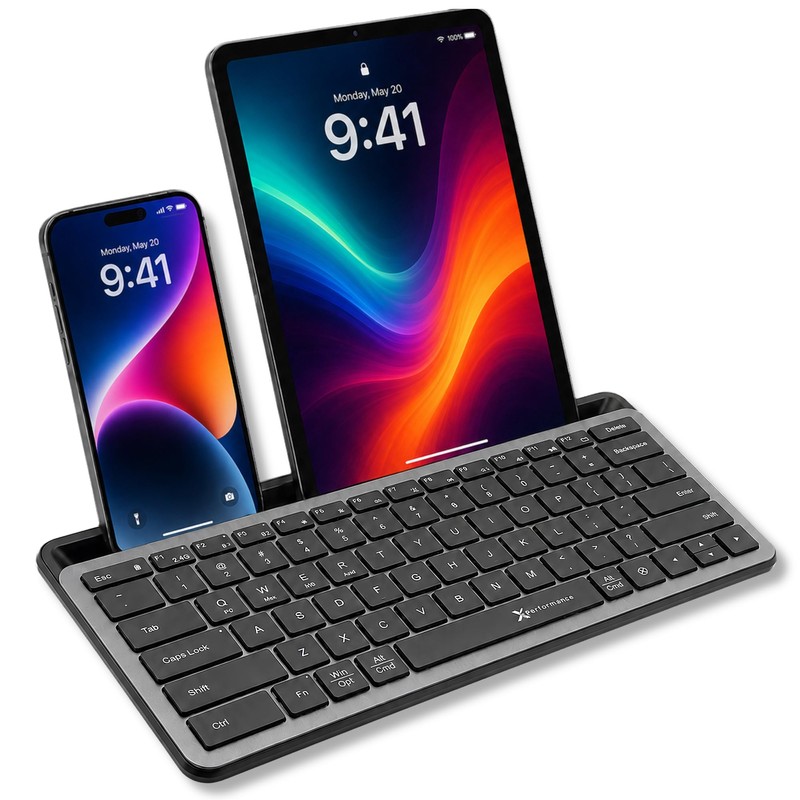 X9 Performance Teclado inalámbrico Bluetooth pequeño con soporte para teléfono