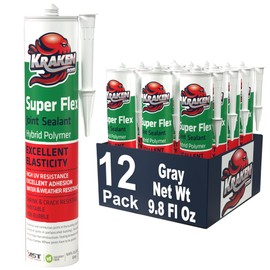 Kraken Bond Super Flex Sealant Caulk - (12x9.8 fl.oz) Hybrid Elastic Window and Door Sealant - Low VOC, Paintable, Waterpoof Sealing for Siding, Gutter, Joints - Super Leakage Control - 12 Pack