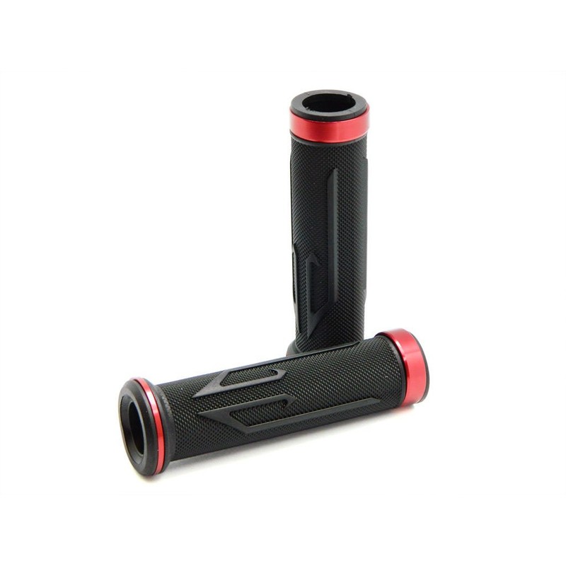 MotorToGo ALUMINUM MOTORCYCLE 7/8" 22MM HANDLEBAR GEL RUBBER HAND GRIPS