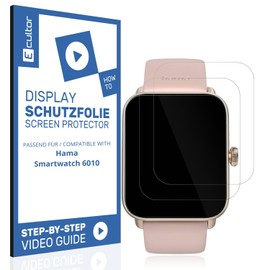 Ecultor 2 x 3D Screen Protectors Compatible with Hama Smartwatch 6010, Flexible, 100% Coverage, Fingerprint Compatible, Made in Germany, Full Cover Screen Protector Film
