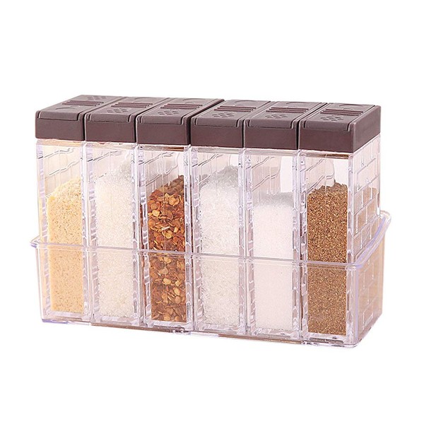 Set of 6 Spice Jars, Spice Jars, Spice Box, Plastic Camping Spice Box for Kitchen, Camping, Holiday, Reastaurant Mensa