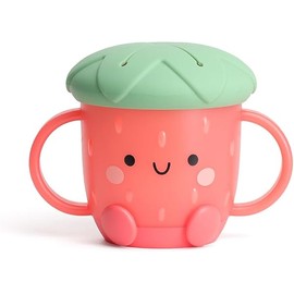 Itzy Ritzy Toddler Snack Cup - Spill-Proof Snack Cup for Toddlers with Soft Silicone Lid for Easy Food Access - Easy-To-Hold Kids Snack Container With Handles - Ideal for 12 months & Up (Strawberry)