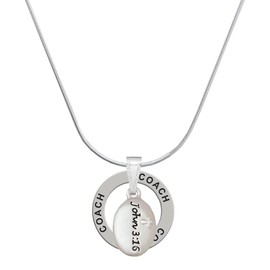 Delight Jewelry Silvertone Bible Verse John 3:16 - Coach Ring Charm Necklace, 18"