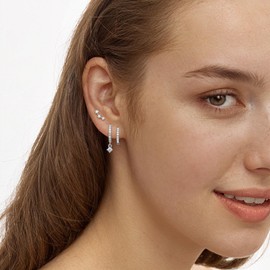 Angelady - Juego de aretes de aro para mujer, delicados aretes chapados en oro de 14 quilates, plata de ley hipoalergénica, arete de cartílago de moda, para múltiples piercings, regalo de joyería (3