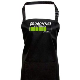 Shirtinstyle Cooking Apron Bib Apron with Great Uncle Loading with Your Desired Year Number Logo Saying Relatives Man Woman Marriage Love Motif, black