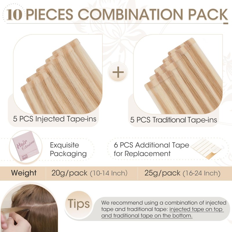 Elailite Injected Tape in Hair Extensions Human Hair - Invisible