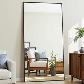 Antok Mirror Full Length, 71"x28" Big Floor Mirror, Oversized Full Body Mirrors with Stand for Bedroom, Living Room Cloakroom, Black, Rect Corner Style