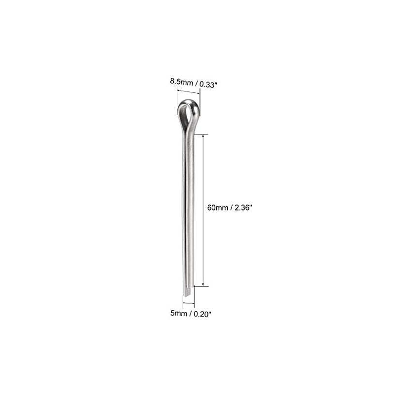 sourcing map Split Cotter Pin - 5mm x 60mm 304
