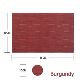 BECHEN Plastic Placemats and Coasters, Non Slip Washable Placemats for Dining Table Wipe Clean Table Mats (Burgundy Red), 6pcs Placemats with Coasters
