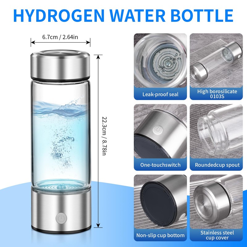 PQETBV Hydrogen Water Bottle, 420 ml, Portable Hydrogen Water Bottle